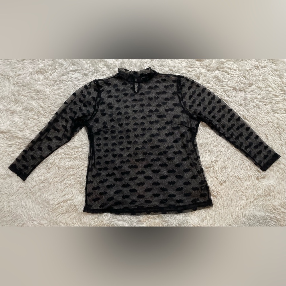 Lane Bryant Whimsigoth Vamp Goth Witchy Grunge Sheer Heart Mesh Top Black 18 20 - Picture 2 of 11